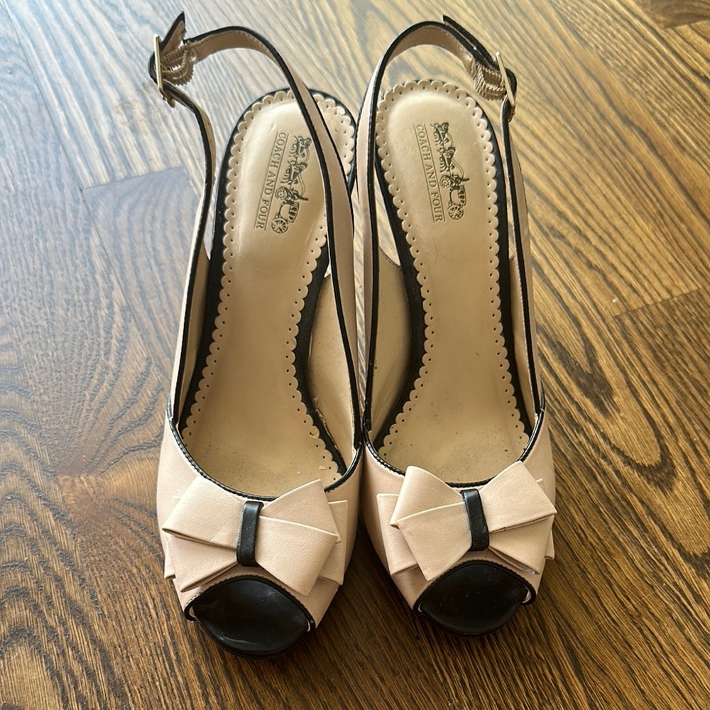 Coach and Four Cream and Black Heels